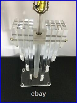 Lucite Angel Wing Stacked Graduated Panels Table Lamp MCM