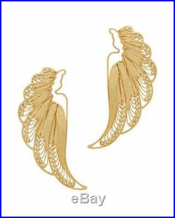MALLARINO Violetta Side Wing 24K Gold Plated Pierced X-Large Stud Earrings NWTS