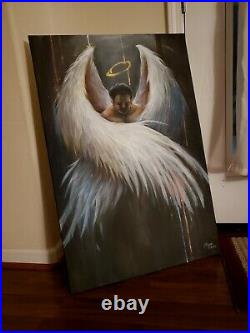 Majestic Angel Wings Painting original art Large 24x36 acrylic on canvas