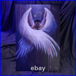 Majestic Angel Wings Painting original art Large 24x36 acrylic on canvas