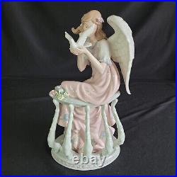 Mark O'Well Large Angel Opalescent Wings Leaning On Floral Trellis Holding Dove