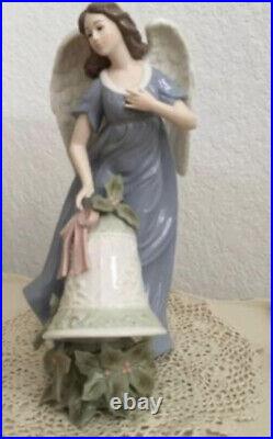 Mark O'well Large Angel With Opalescent Wings Bell Poinsettia 12 Tall