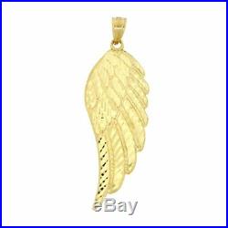 Men's 10k Yellow Gold Diamond-Cut Angel Wing Pendant Large Real Solid Ladies New