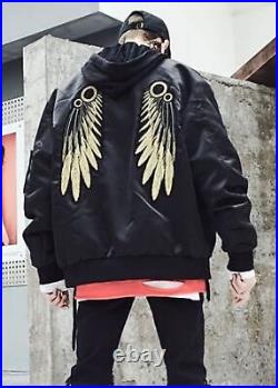 Men's Angel Wings Jacket hip hop gold thread embroidery wings- Angel Wing hoodie