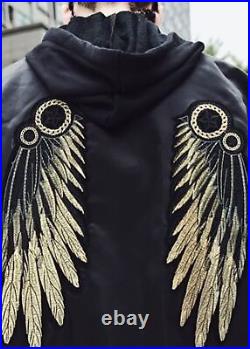 Men's Angel Wings Jacket hip hop gold thread embroidery wings- Angel Wing hoodie
