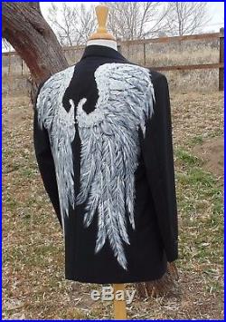 Men's Angel Wings Tux Jacket walking supernatural Christmas goth Wedding bible