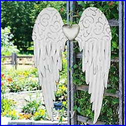 Metal Angel Wings Sculpture, Heavenly Religious Décor Rustic Decorative Large