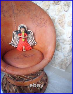 Mexican Clay Pottery Angel Wing Figure Folk Art Spanish Colonial Wall 14