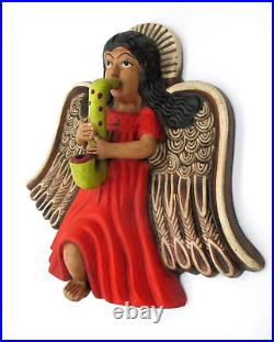Mexican Clay Pottery Angel Wing Figure Folk Art Spanish Colonial Wall 14