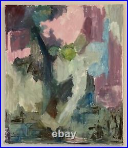 Mid Century 1950's 60's Abstract Expressionism Modern Cityscape Figural Painting