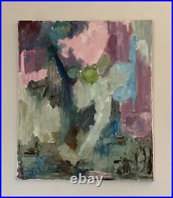 Mid Century 1950's 60's Abstract Expressionism Modern Cityscape Figural Painting