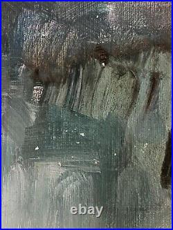 Mid Century 1950's 60's Abstract Expressionism Modern Cityscape Figural Painting