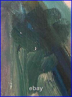 Mid Century 1950's 60's Abstract Expressionism Modern Cityscape Figural Painting