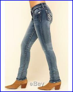 Miss Me Women's White Angel Wing Straight Jeans M5082T91