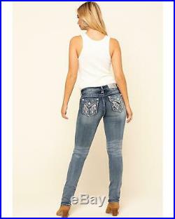 Miss Me Women's White Angel Wing Straight Jeans M5082T91