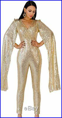 Miss ord Women Sexy deep v Angel Wings Sequin Glitter Evening Party Playsuit