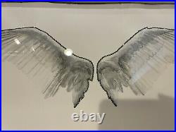 Mormont Hill Grey Gray Angel Wings Framed Art With Swarovski Crystals