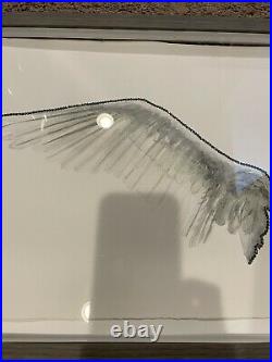 Mormont Hill Grey Gray Angel Wings Framed Art With Swarovski Crystals