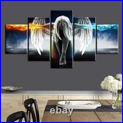 Multi Panel Print Angel Fire And Ice Canvas 5 Piece Wall Art Heaven Wings Woman