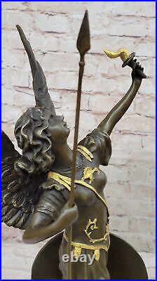 Mythical Guardian Angel with Wings Bronze Sculpture Statue Art Deco Large Collec