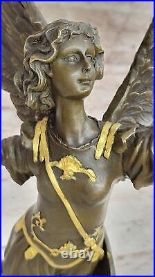 Mythical Guardian Angel with Wings Bronze Sculpture Statue Art Deco Large Deal