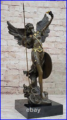 Mythical Guardian Angel with Wings Bronze Sculpture Statue Art Deco Large Sale