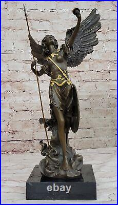 Mythical Guardian Angel with Wings Bronze Sculpture Statue Art Deco Large Sale