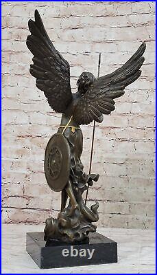 Mythical Guardian Angel with Wings Bronze Sculpture Statue Art Deco Large Sale