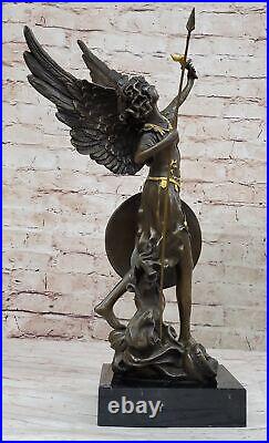 Mythical Guardian Angel with Wings Bronze Sculpture Statue Art Deco Large Sale