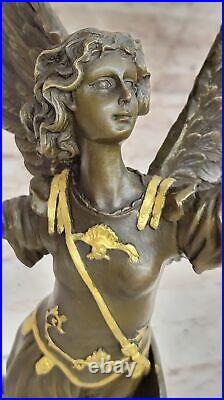 Mythical Guardian Angel with Wings Bronze Sculpture Statue Art Deco Large Sale