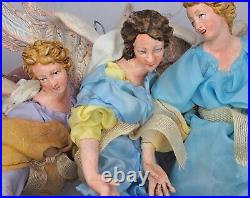 NEAPOLITAN NATIVITY ANGELs Terra cotta / made in Italy / lot of 3