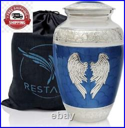NEW Angel Wings Urn. Blue Cremation urns for Human Ashes Adult Male and Female