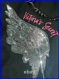 NEW VERY RARE VICTORIA'S Secret Sequin Bling Silver Angel Wing Tote LARGE Bag