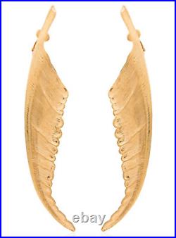 NIB Saint Laurent YSL Gold Wing Feather Plume Large Statement Clip Earrings $895