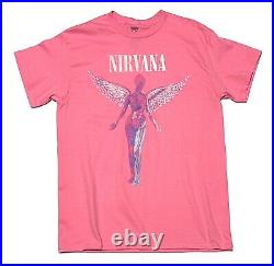 NIRVANA Womens Winged Angel Tee T-Shirt Size L 90's Grunge In Utero Pink NO TAG
