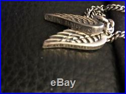 NWT $480 KING BABY Large Double WING Angel Pendant Sterling SIlver 24 chain
