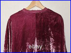 NWT Free People Velvet Bed Jacket Size Large Smokey Wings Pink Lace Trim Kimono