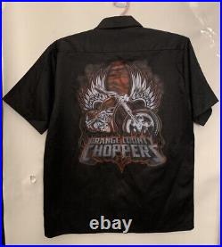 NWT Men's Large Orange County Choppers Button Up Motorcycle Wings Back Image