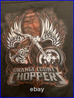 NWT Men's Large Orange County Choppers Button Up Motorcycle Wings Back Image