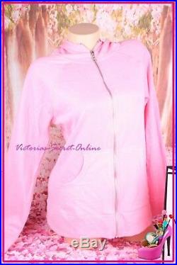 NWT Victoria's Secret Hoodie Sweatshirt Angel Wings Bling Sequin Logo Zip Pink L