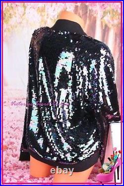 NWT Victoria's Secret Sweatshirt Jacket Bling Sequin Fashion Show Full Zip L