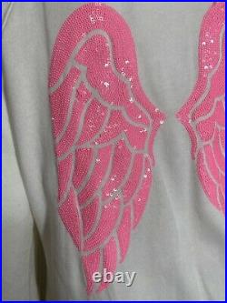 NWT Victorias Secret Supermodel Angel Wings Sequin Bling Zip-Up Hoodie Size L