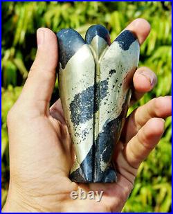 Natural Gold Apache Stone 110MM Gemstone Healing Wing handcraft Figurine Angel