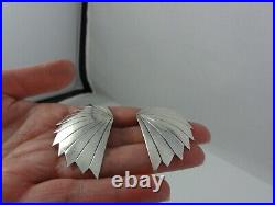 Navajo Wilford Chee Sterling Silver Large 2 Angel Wing Earrings WC