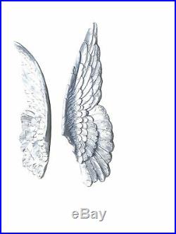Near and Deer Angel Wings Wall Decor, Large, Silver New