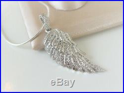 New Affinity Diamond Sterling Silver 925 Large Angel Wing Pendant Necklace