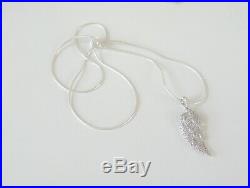 New Affinity Diamond Sterling Silver 925 Large Angel Wing Pendant Necklace