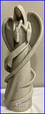 New Herco Gifts Sandstone Angel Art Tan/Gray Sculpture Figurine Wraparound Wings
