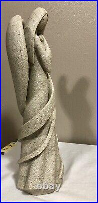 New Herco Gifts Sandstone Angel Art Tan/Gray Sculpture Figurine Wraparound Wings