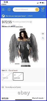 New InCharacter Elite Fallen Angel Costume Adult Size L Gown & Wings No Halo
